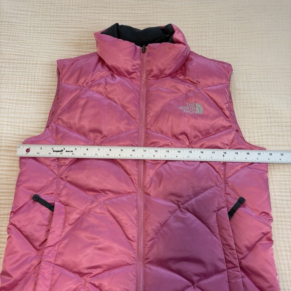 The North Face 550 Puffer Vest Goose Down Women's Sz Large Pink Full Zip - Picture 15 of 16